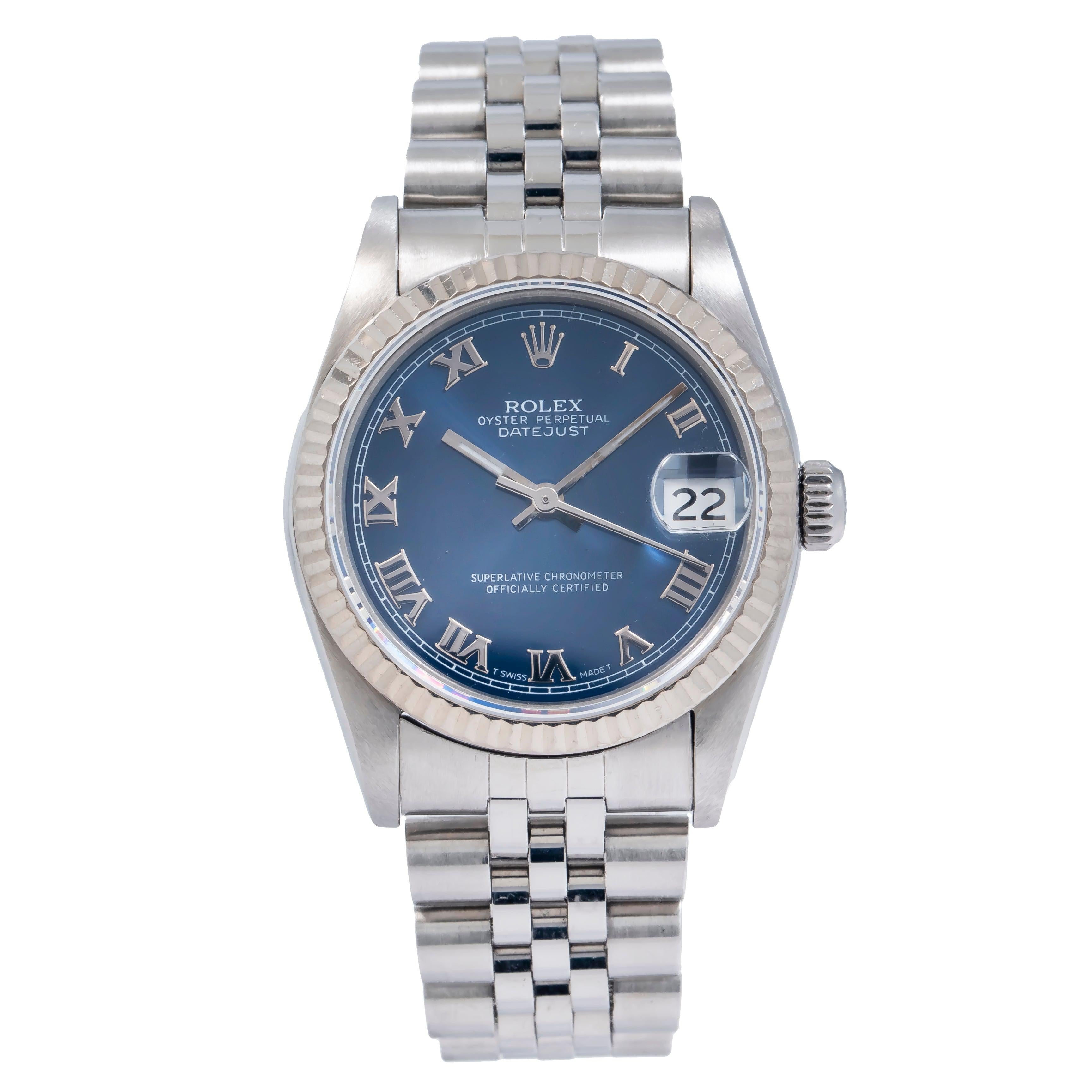 Rolex Datejust 31MM 78274 Blue Roman Dial Fluted Bezel Stainless