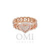 14K GOLD BAGUETTE AND ROUND DIAMOND OPEN LINK HEART RING 0.50 CT