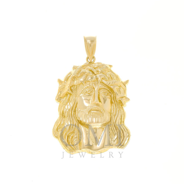 10K GOLD JESUS HEAD WITH CROWN OF THORNS PENDANT 14.9G