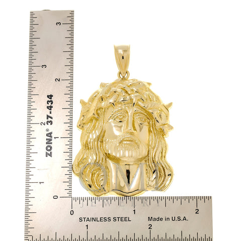 10K GOLD JESUS HEAD WITH CROWN OF THORNS PENDANT 14.9G