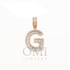 10K GOLD BAGUETTE AND ROUND DIAMOND INITIAL G PENDANT 1.50 CT