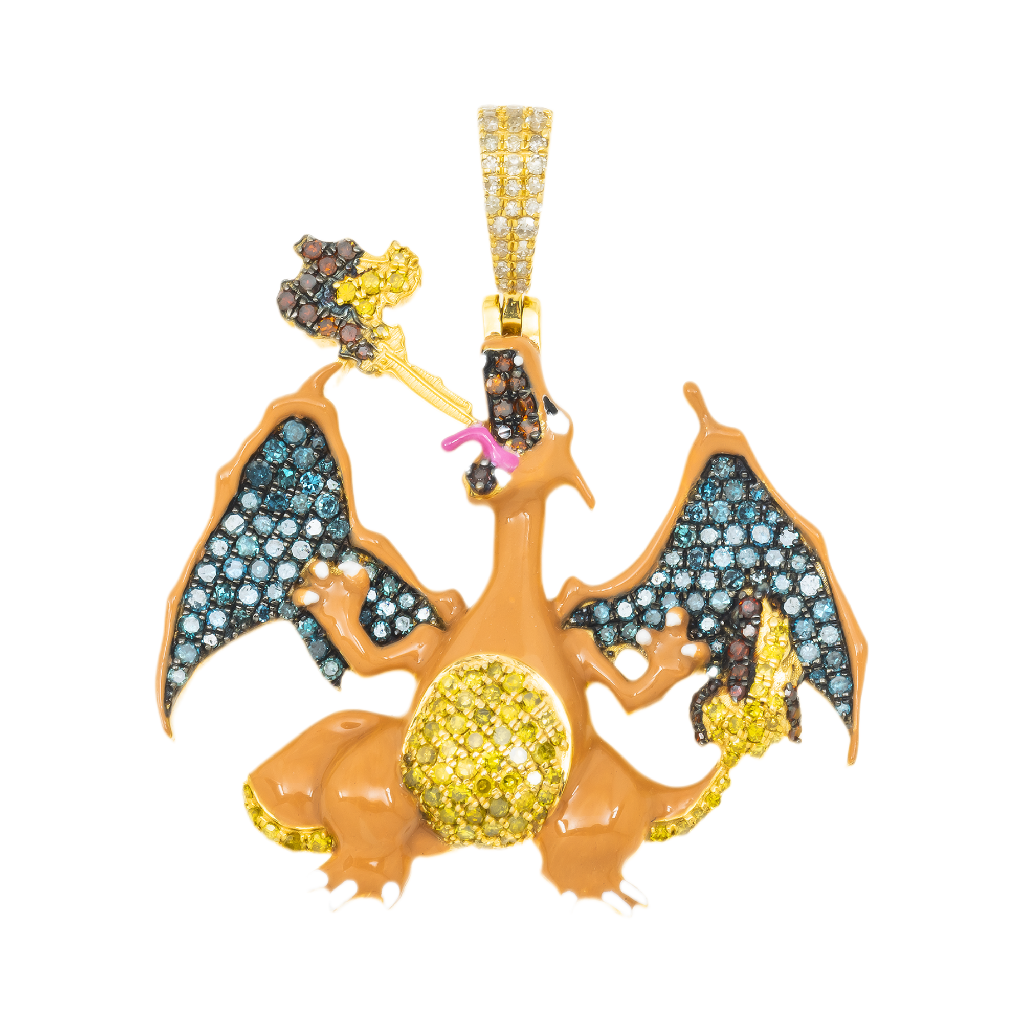 10K GOLD DIAMOND CHARIZARD PENDANT 1.41 ct Yellow GOLD 10K GOLD DIAMOND CHARIZARD PENDANT 1.41 ct Yellow GOLD