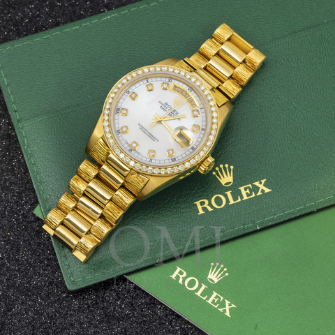 Rolex Day-Date 18078 36MM Grey Diamond Dial With Diamond Bezel