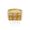 14K GOLD BAGUETTE AND ROUND DIAMOND RECTANGULAR STATEMENT RING 1.18 CT