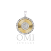 14K GOLD BAGUETTE AND ROUND DIAMOND COIN PENDANT 0.62 CT