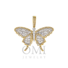 14K GOLD BAGUETTE AND ROUND DIAMOND BUTTERFLY PENDANT 1.06 CT