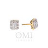 14K GOLD ROUND AND BAGUETTE DIAMOND CLUSTER EARRINGS 0.30 CTW