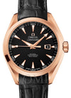 OMEGA SEAMASTER AQUA TERRA 150M CO-AXIAL CHRONOMETER 34MM RED GOLD BLACK DIAL 231.53.34.20.01.002 WITH ALLIGATOR LEATHER STRAP