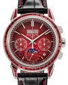 PATEK PHILIPPE GRAND COMPLICATIONS CHRONOGRAPH PERPETUAL CALENDAR PLATINUM RUBY SET RED DIAL 5271/12P-010 WITH LEATHER STRAP