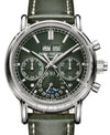 PATEK PHILIPPE GRAND COMPLICATIONS SPLIT-SECONDS CHRONOGRAPH PERPETUAL CALENDAR WHITE GOLD OLIVE GREEN DIAL 5204G-001 WITH LEATHER STRAP