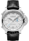 PANERAI LUMINOR CHRONO STAINLESS STEEL 44MM WHITE DIAL LEATHER STRAP PAM01218