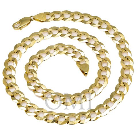 14K Yellow Gold 10mm Open Cuban Link Chain Available In Sizes 18
