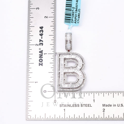14K WHITE GOLD LETTER B  WITH 1.34 CT  BAGUETTE DIAMONDS