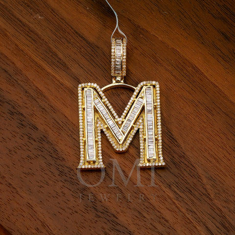 14K Yellow Gold Diamond Letter M Pendant