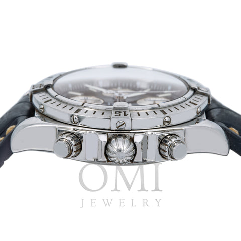 Breitling Chronomat Evolution A13356 44MM Black Dial With Leather Bracelet