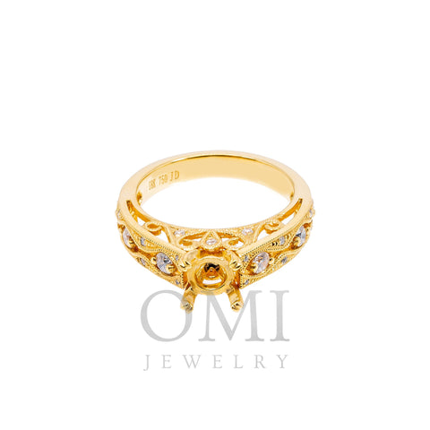 18K Yellow Gold Round Diamond  Ring