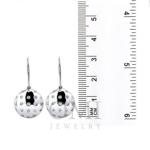 18K White Gold Ladies Drop Sphere Shaped  Earrings With 0.50 CT Diamonds