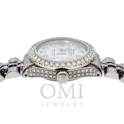 Rolex Oyster Perpetual Lady DateJust 26MM Silver Diamond Dial With 7.75 CT Diamonds