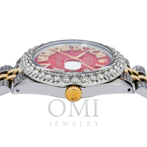 Rolex Datejust 36MM Red Diamond Roman Numeral Dial With Two Tone Diamond Jubilee Bracelet