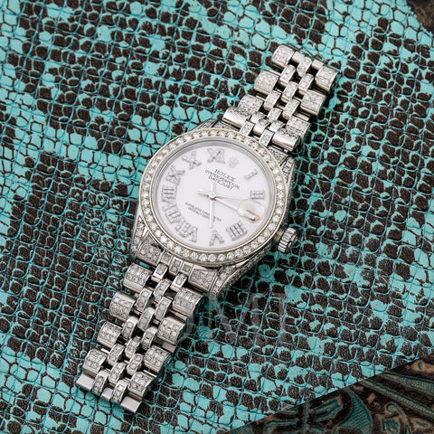 Rolex Lady-Datejust 6827 31MM White Diamond Dial With Stainless Steel Bracelet