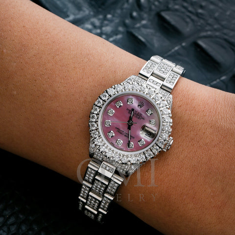 Rolex Oyster Perpetual Lady-Date 6916 26MM Pink Diamond Dial With 6.95 CT Diamonds