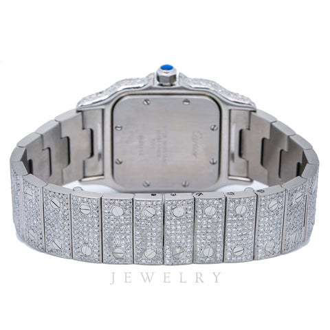 Diamond Cartier Santos Galbée White Dial 29mm With Stainless Steel Bracelet