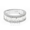 UNISEX 18K WHITE GOLD BAND WITH BAGUETTE AND ROUND CUT DIAMONDS 1.85CT
