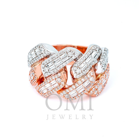 14K WHITE/ROSE GOLD RING WITH 4.10 CT BAGUETTE DIAMONDS