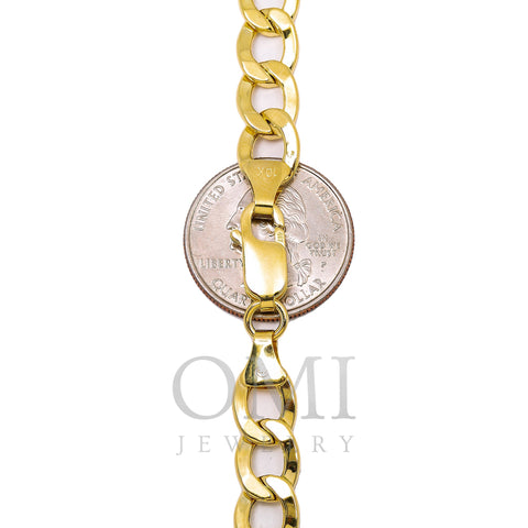 10K Yellow Gold 9mm Hollow Cuban Link Chain Available In Sizes 18