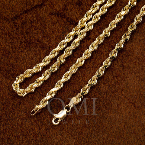 10K Yellow Gold 3.5mm Solid Rope Chain Available In Sizes 18