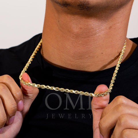 10K Yellow Gold 3.77mm Hollow Rope Chain Available In Sizes 18