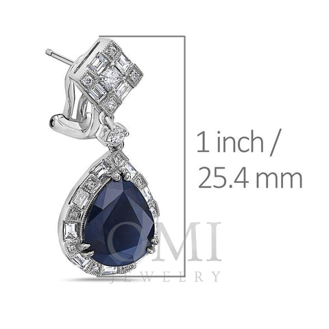 18K White Gold Ladies Earrings With Sapphire and Diamonds