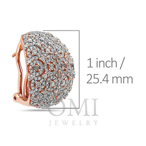 18K Rose Gold Ladies Earrings With White and Yellow Diamonds