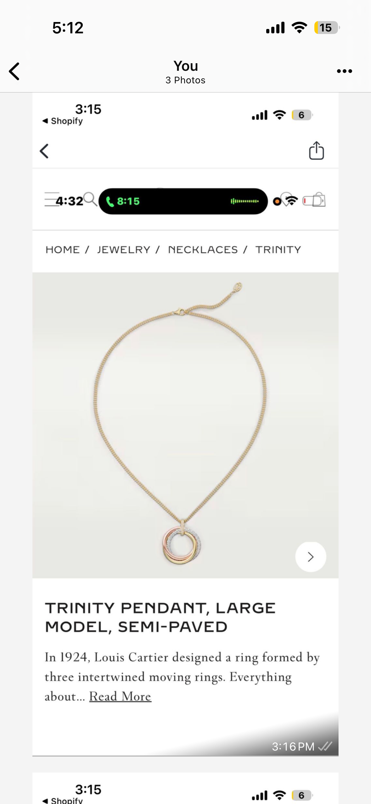 18k gold cufflinks trinity pendant and bracelet