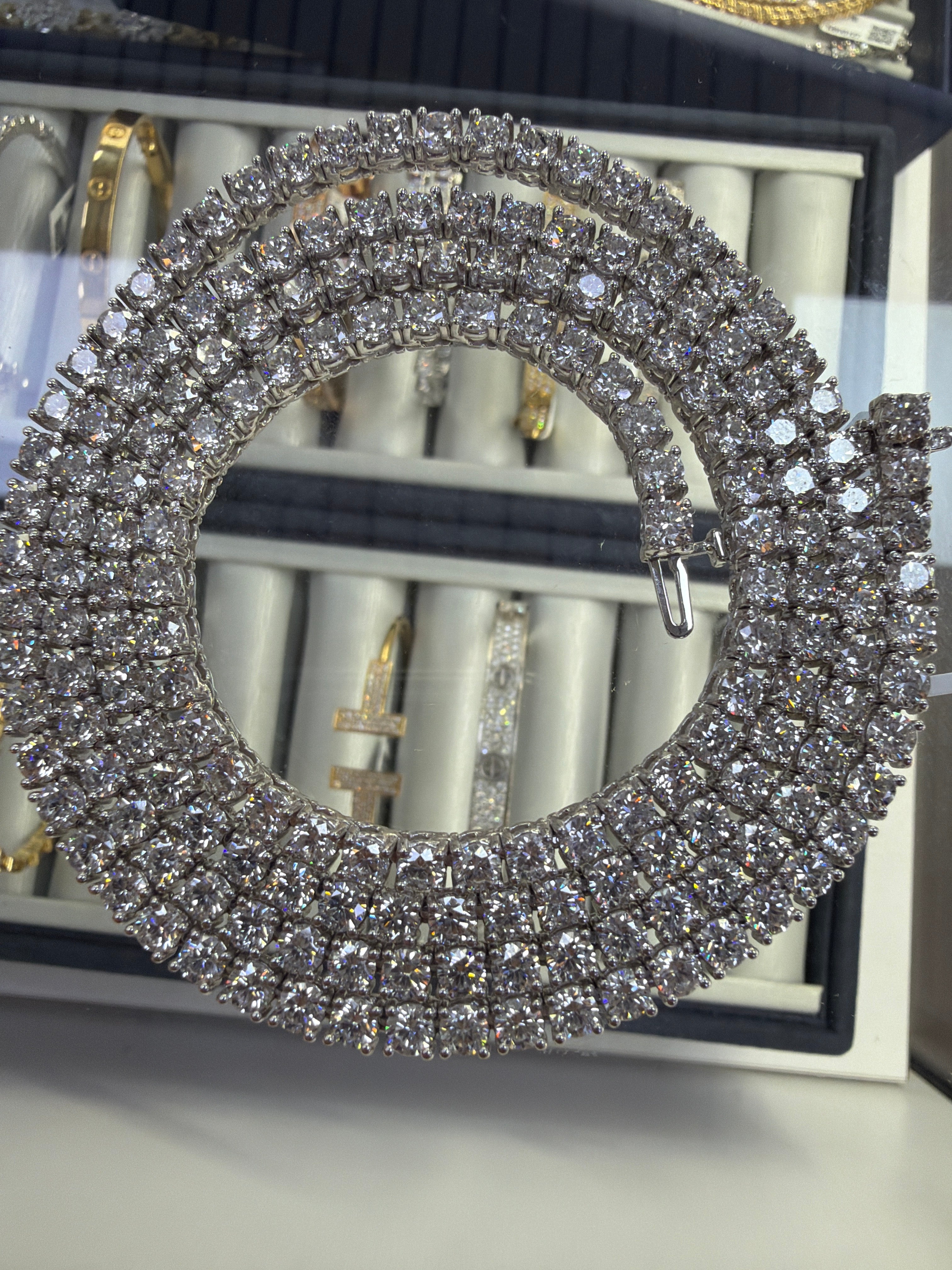 10k white gold 33.30ct diamonds lab chain