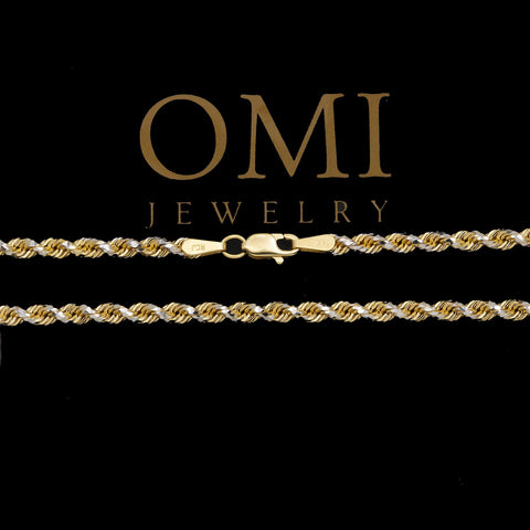 14K GOLD DIAMOND CUT 3.7MM SOLID ROPE CHAIN