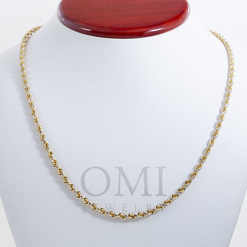 14K GOLD DIAMOND CUT 3.5MM SOLID ROPE CHAIN