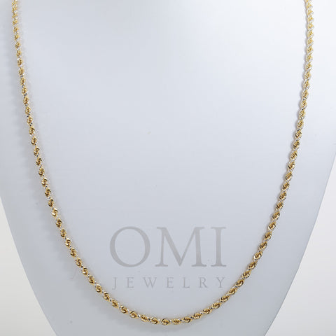 14K GOLD DIAMOND CUT 3MM SOLID ROPE CHAIN
