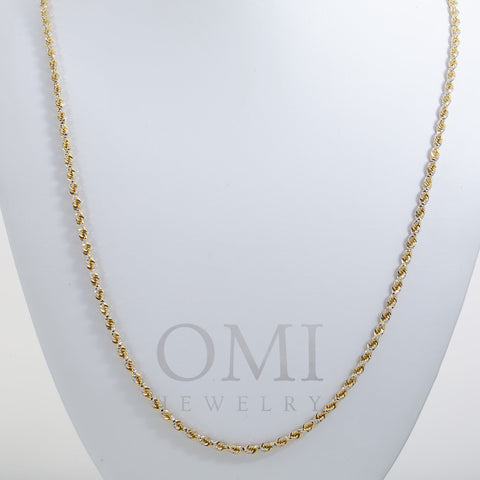 14K GOLD DIAMOND CUT 2.65MM SOLID ROPE CHAIN