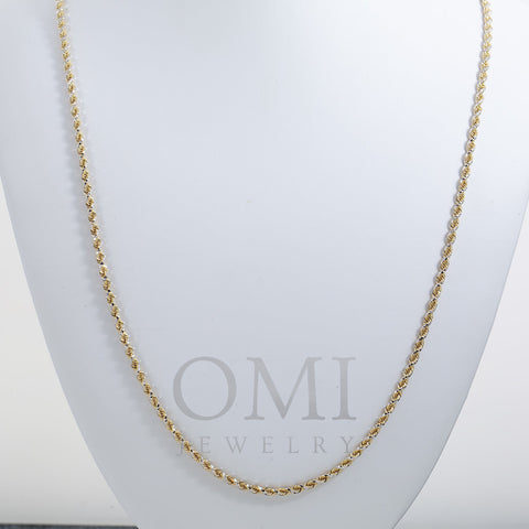 14K GOLD DIAMOND CUT 2.5MM SOLID ROPE CHAIN