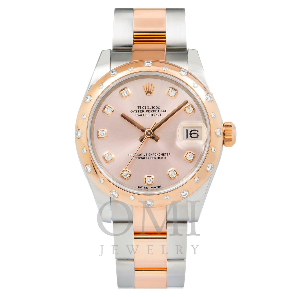 Rolex Lady-Datejust 178341 31MM Rose Gold Diamond Dial And Bezel With Two Tone Jubilee Bracelet
