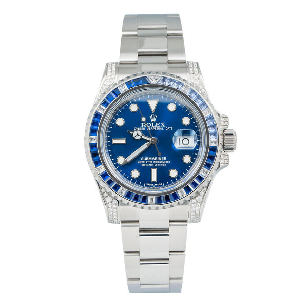 Rolex Submariner Date 116610LN 40MM Blue Dial With Diamond Lugs And Bezel