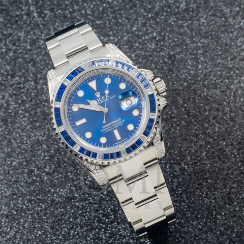 Rolex Submariner Date 116610LN 40MM Blue Dial With Diamond Lugs And Bezel