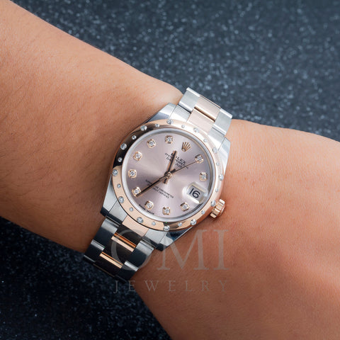 Rolex Lady-Datejust 178341 31MM Rose Gold Diamond Dial And Bezel With Two Tone Jubilee Bracelet