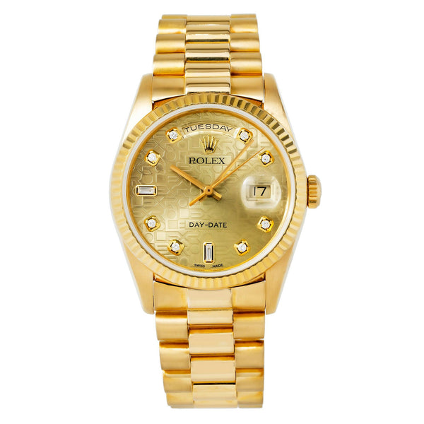 Rolex Day Date 18238 36MM Anniversary Diamond Dial With Yellow Gold Presidential Bracelet