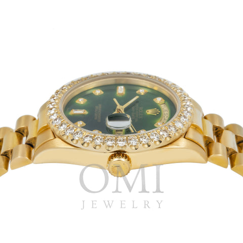 Rolex Day-Date 18238 36MM Green Diamond Dial With Yellow Gold Diamond Bezel