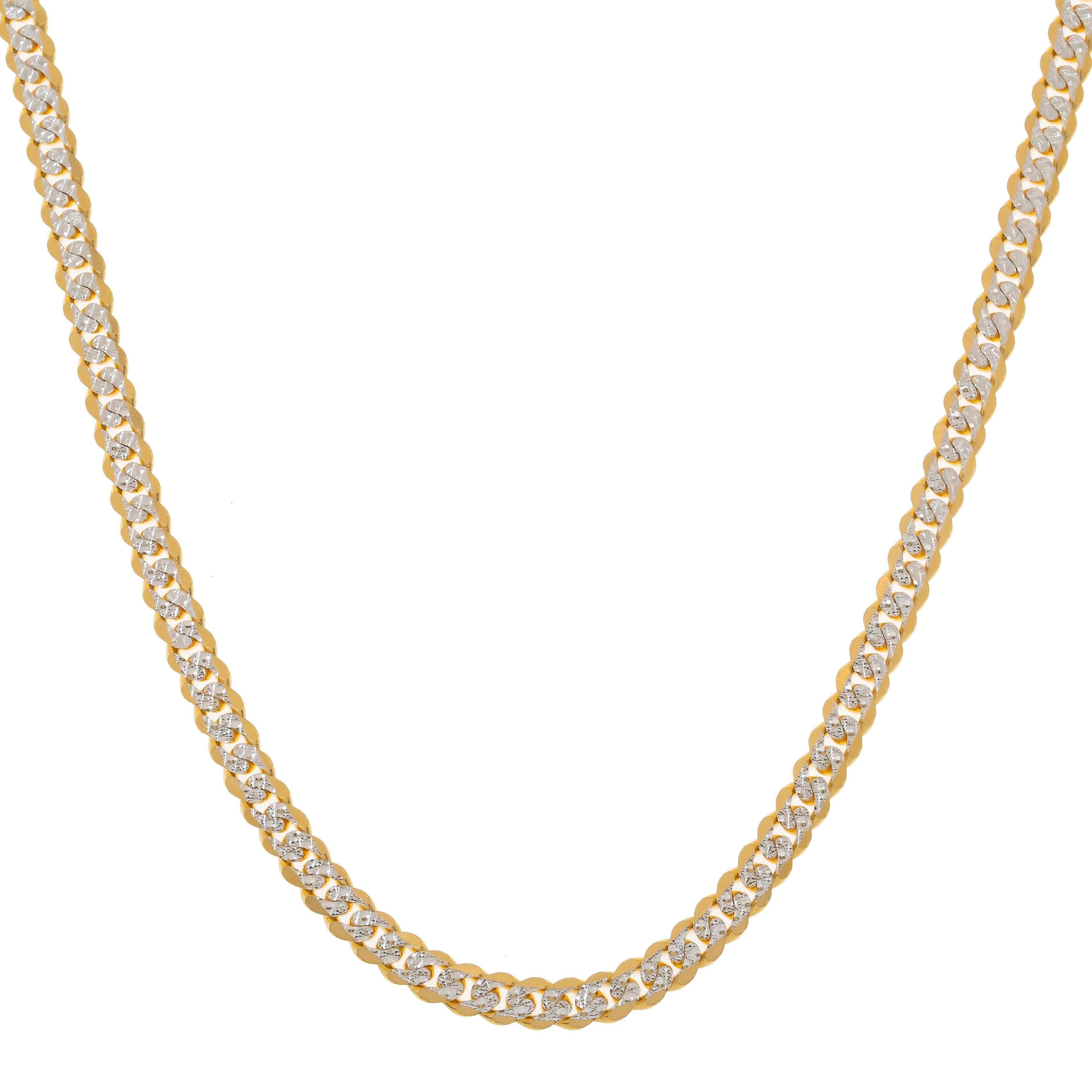 14K GOLD FLAT DIAMOND CUT 7.5MM OPEN CUBAN LINK CHAIN