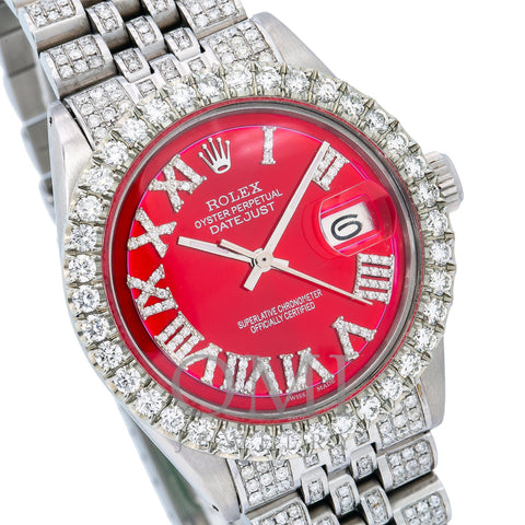Rolex Datejust 1601 36MM Red Diamond Dial With 7.75 CT Diamonds