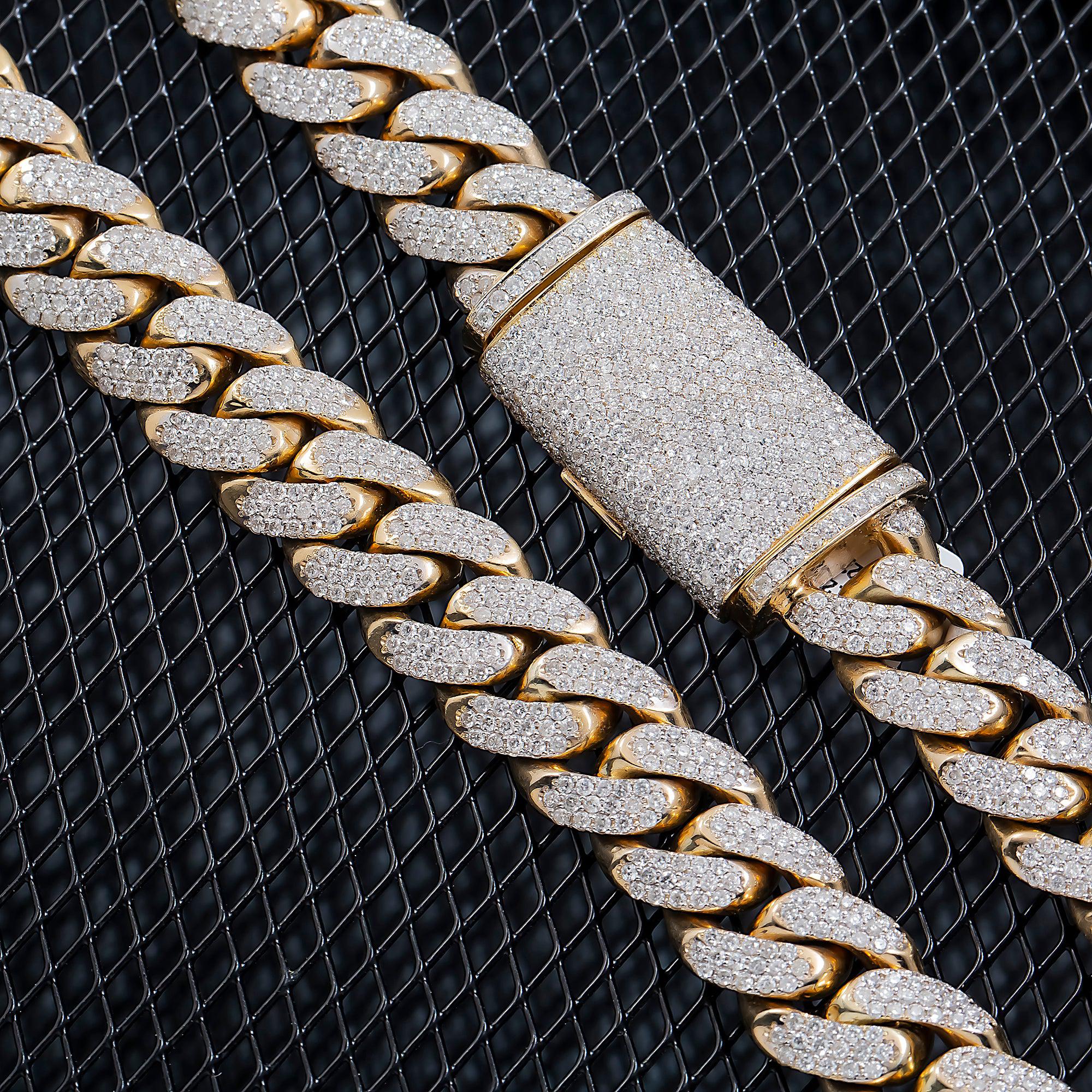 14K GOLD DIAMOND 15MM CUBAN LINK CHAIN 32.20 CT