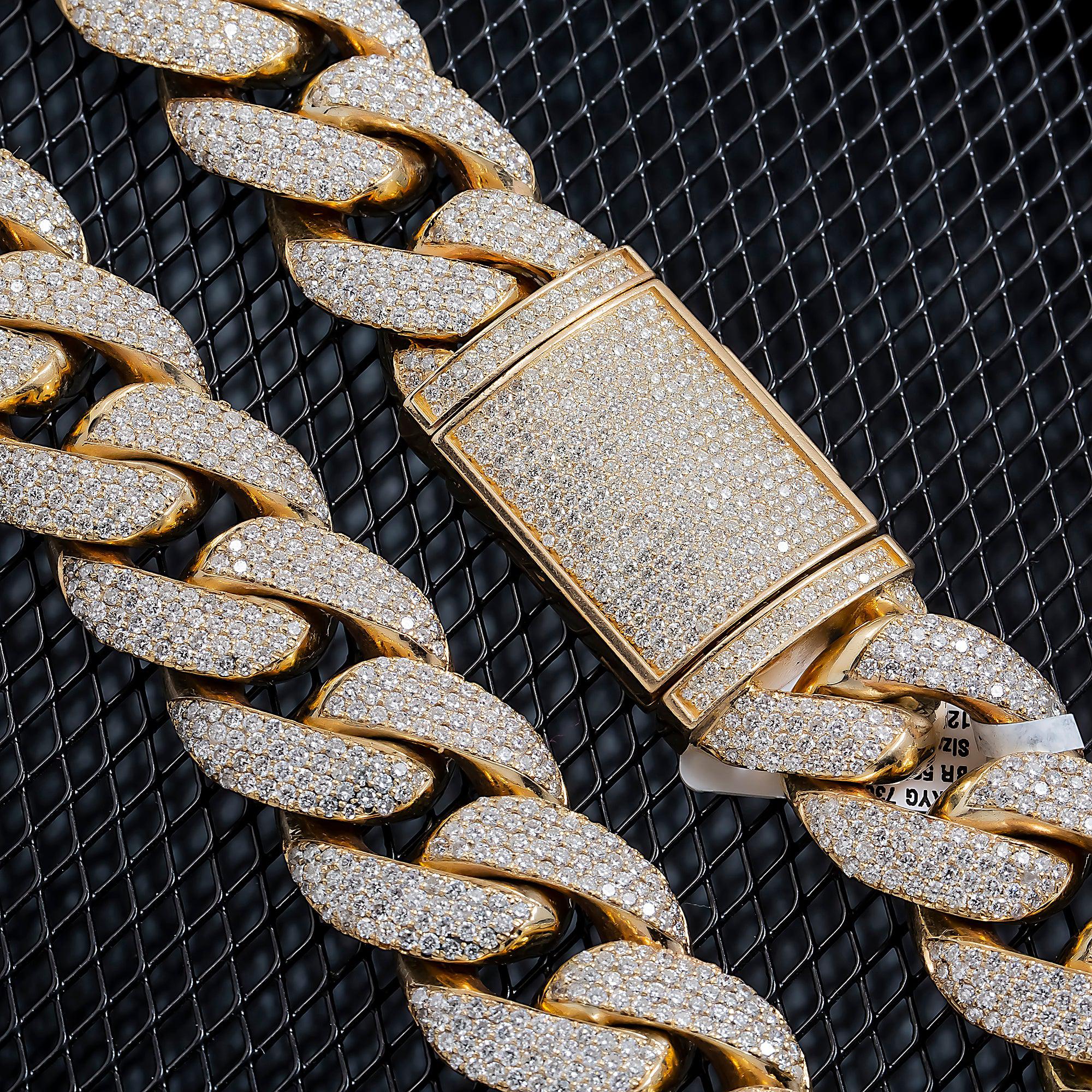 10K GOLD DIAMOND 25MM CUBAN LINK CHAIN 50.00 CT